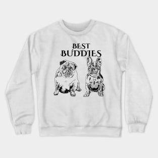 Best Buddies Pug French Bulldog black Crewneck Sweatshirt